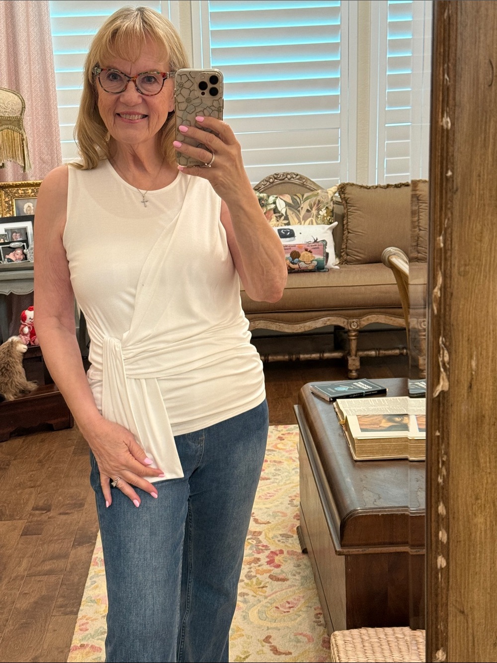 Karen Kane Sleeveless Knot-Front Blouse